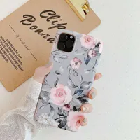 Dla iPhone 11 Pro (2019) Case Kobiety Dziewczyny Kwiatowe Liście Wzór Design Ultra Thin Shockproof Phone Cover dla iPhone XS 6 7 8