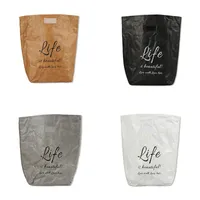 Almoço Kraft Paper Bag dobrável reutilizável Leakproof Food Container Almoço Grande Capacidade Bento Isolamento Térmico Folha de alumínio saco