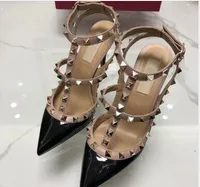 새로운 펌프 웨딩 신발 여성 하이힐 누드 패션 발목 스트랩 리벳 신발 섹시한 하이힐을 신부 신발 샌들