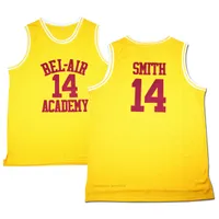 Fartyg från oss #Movie Mäns basketsträngar Den färska prinsen av Bel-Air 14 Will Smith Jersey Yellow Stitched Academy Size S-3XL