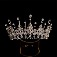 Pageant Tall Crown Tiara Koningin Prinses Hoofddeksel Bruiloft Bridal Crystal Rhinestone Haaraccessoires Sieraden Hoofdtooi Ornament Hoofddeksels