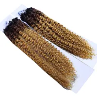 4T24 # 1Btgray12 14 cali Micro Ring Hair Extensions 400s / lot Kinky Hair 12 14 cali 0.5g Strand 4T27 Kinky Curly Micro Ring Loop Hair Hair