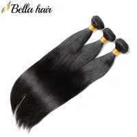 9a peruanische jungfr￤uliche menschliche Haare 3 B￼ndel Silky Straight Weves Haarscheuchen Erweiterungen Starker Doppelschalte nat￼rlicher schwarzer Bellahair