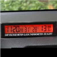 Авто LCD Цифровые часы термометр температуры напряжения Meter Battery Monitor Black