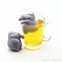 Hippo Shaped Tea Infuser Silikon Återanvändbar Tea Siljer Kaffe Herb Filter Tomt Te Bags Loose Leaf Diffuser Tillbehör
