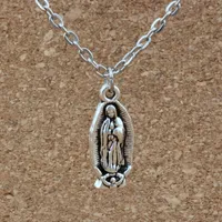 35st / Massor Antik Silver Jungfru Mary Alloy Religion Charms Hängsmycke Halsband Smycken DIY 23,6 inches Kedjor A-388D