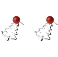 Enamel red oil Christmas tree Ear Studs for Women 925 Sterling Silver Fashion Trees Stud Earrings Gifts