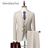 Gwenhwyfar мужские 3 шт. Костюмы для мужчин Стандартный размер S-5XL Terno Masculino Slim Fit Groom Formal Wedding Men Suit (куртка + брюки + жилет)