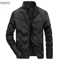 FGKKS  Autumn Winter Leather Jacket Men Windproof Leather Jackets Men Pu Motorcycle Fashion Male Jackets