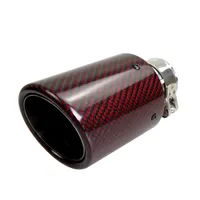 3.5 "Outlet Glossy Red Twill Carbon Fiber Avgasrör Curly Edge Muffler Tips Outlet 89mm