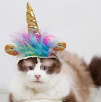 Halloween Pet Unicorn Shape Dekorativa Hat Party Supplies Cat Dog Pet Headwear Cos Halloween Pet Costume Tillbehör GB1285