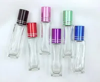 Rolo Bottle 6 ml 9ml Clear Glass On Empty Fragrance Perfume Bottles óleo essencial com bola de vidro do metal Rolo SN6173