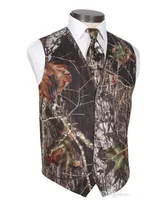 2018 Men Camo Printed Groom Vests Wedding Vests Realtree Spring Camouflage Slim Fit Mens Vests 2 Pieces set (Vest+Tie) Custom Made Plus Size