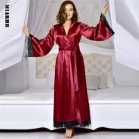 Sunfree Women Robes 2019 New Hot Sale Sexy Long Silk Kimono Dressing Gown Bath Robe Babydoll Lingerie Nightdress 3L30