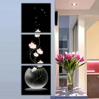 3 teile / satz Ungerahmt Vase mit Blumen Leinwand Veranda Korridor Rahmenlose Vertikale Dekoration Wandmalereien Moderne Kunst Decor