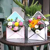 50 unids Mini Creativo Sobre de Papel Pliegue Caja de Flores Bouquet Caja Floral Envoltura de Rosa Caja de Regalo Decoración Del Partido lin4675