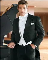 Tailcoat Bruidegom Tuxedos Double-Breasted Peax Revers Beste Man Groomsman Mannen Bruiloft Suits Prom / Form / Bruidegom (jas + Broek + Tie + Vest + Hanky)