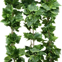 10 adet / grup Yapay İpek Üzüm Yaprak Garland Faux Vine Ivy Kapalı / Açık Ev Dekor Düğün Çiçek Yeşil Dekorasyon Yaprakları