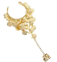 Bauchtanz-Gold-Dreieck Armband Gypsy Schmuck Damen Münze Armband mit Ring 2 Farben, Geschenk-Idee