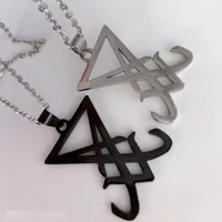 Black Silver Sigil Lucifer Satan Pendant Necklace for Men Satanic System Emblem Amulet Sign Medallion Necklaces Male Jewelry