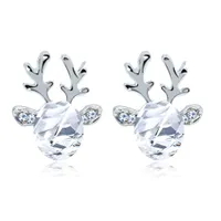Wholesale-Earrings Holiday Jewelry for Womens Girls Crystal Studs Xmas Reindeer Luxury Earing Clear Cubic Stud Hypoallergenic Cute Earring