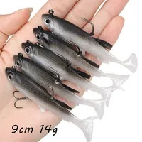 1pc Luminous & Gray Bionic Fish 3D Eyes Soft Baits & Lures 9cm 14g Fishing Hooks 8# Treble Hook Fishhooks Pesca Tackle KL_36