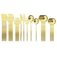 30Pcs/Set Gold Cutlery Set Stainless Steel Dinnerware Knives Dessert Fork Dessert Spoons Tea Spoons Dinner Silverware Kitchen Tableware Set