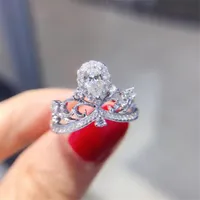 2020 novo top vender jóias vintage 925 esterlina prata água gota branco topázio cz diamond gemstones mulheres casamento coroa banda anel presente