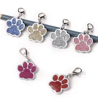 Cute Dog Paw Shaped Pet Tag Name Brand Key Ring Keychain Metal Puppy Cat Neck Pendant Key Holder Wholesale 6 Colors DBC BH2854