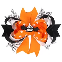 New 5&quot; Halloween Hair Bows With Clip For Kids Girls Princess Pinwheel Grossgrain Ribbon Bows Hairpin Hair Accessories 4 Colors