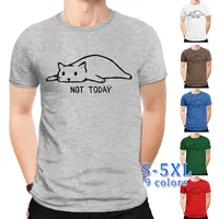 Mens 디자이너 Tshirts 오늘 아닌 게으른 귀여운 고양이 코튼 티셔츠 그래픽 짧은 소매 캐주얼 만화 탑스 유럽과 미국 플러스 크기 5XL