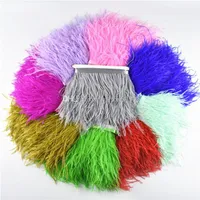 8-10CM Colored Real Ostrich Feather Fringe Trims For Skirt Dress Ribbon Feathers For Crafts Plumes Clothing Accessories