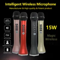 L-698 Professional 15W Portable Portable Haut-parleur de microphone Karaoké BT sans fil USB avec des microphones dynamiques