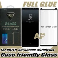 Protetor de tela de vidro temperado full de cola para Samsung Galaxy S21 S10 S9 S8 S20 Ultra Nota 9 10 Plus com pacote de varejo