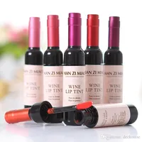 6pcs / lot bouteille de vin rouge teint mat brillant à lèvres teinte gloss imperméable rouge à lèvres liquide facile à porter des rouges à lèvres antiadhésif