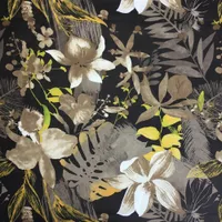 Tropiska blommor Blå Kaffe Digitaltryckstol Soffa Vävt Hem Deco Dekorativ Gardin DIY Garment Pillow Tyger 140cm Sälj av Mätare