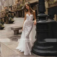 2022 кружева русалка свадебные платья аппликации без рукавов пляж свадебные платья винтажные съемные поездки в Турция