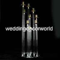 Nieuwe Candelabra Crystal Candelabra Wedding Centerpieces 8 Arms Acryl Clear Candle Holder Gold Candlesticks Decor1095