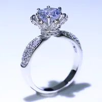 Vecalon Brand New Luxury Schmuck Heißer Verkauf Hohe Qualität 925 Sterling Silber Rundschnitt Weißer Saphir CZ Diamant Party Hochzeit Band Ring Geschenk
