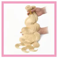 Malaysian 100% menschliches Haar 1 Stück/Los 613# Farbkörperwelle Jungfrau Haare Erweiterungen 95-105G/Stück Blonde Haarprodukte Schusswefts