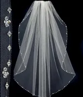 Novos véus de casamento curto para noiva cotovelo comprimento frisado borda simples artesanal nobre tule uma camada nupcial véu com pente marfim branco