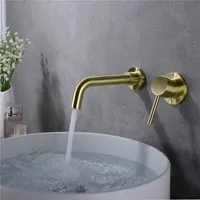 Matte de bassin mural en laiton robinet de salle de bain à poignée de salle de bain à manche simple robinet robinet à chaud robinet de robinet de robinet de robinet de rotation en or bruni