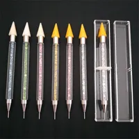 Double-End Paznokci Dotting Pen Kryształowe Koraliki Uchwyt Rhinestone Studs Picker Wax Ołówek Manicure Nail Art Tools
