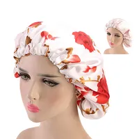 Adjustable Large Double Layer Satin Bonnet für Frauen Solid Color Komfortabler Tag Nacht Schlaf Cap Salon Lady Make Up Kopfbedeckungen