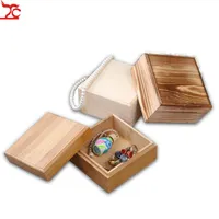 Artykuły gospodarstwa domowego Woodnins Otrzymuj Pudełko Desktop Square Muti_function Wood Cover Real Wood Store Content