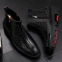Italienische Männer Mode Party Nachtclub Kleider Schuh Knöchelstiefel Kuh Leder Nietschuhe Plattform Botas Zapatos Bota