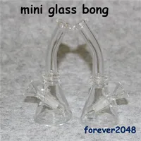 Glazen waterleidingen Mini Glass Bong met 10mm Bubbler DAB RUG Oliereiljes Glazen Bongs Gratis Verzending