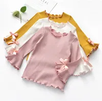 Nowy Spring Fall Wints Girls Koszulki Dzieci Biały Różowy Z Długim Rękawem Koronki Baby Girl Topy T Shirt Maluch Dzieci Ubrania Prezenty