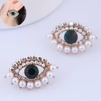 Sourcils Boucles d'oreilles pour les femmes 2019 géométrique Simulé Perle Earings Bijoux Mode Vert Cristal Pierre Yeux Boucles d'oreilles