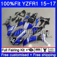 Ciało wtryskowe dla Yamaha YZF R1 1000 YZF-R1 15 16 17 243HM.12 White YZF-1000 YZF R 1 YZF1000 YZFR1 2015 2016 2017 Light Blue Fairings Kit
